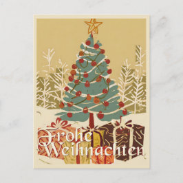 Cartão Postal De Festividades Motivo de Natal, com presentes debaixo da árvore d
