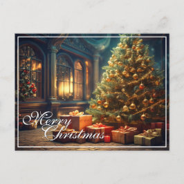 Cartão Postal De Festividades Motivo de Natal com Presentes sob a Árvore de Nata
