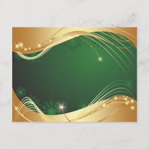 Cartão Postal De Festividades Motivo de Natal dourado com fundo verde...