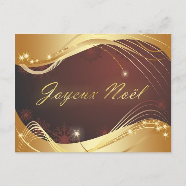 Cartão Postal De Festividades Motivo de Natal dourado com fundo vermelho... (Frente)
