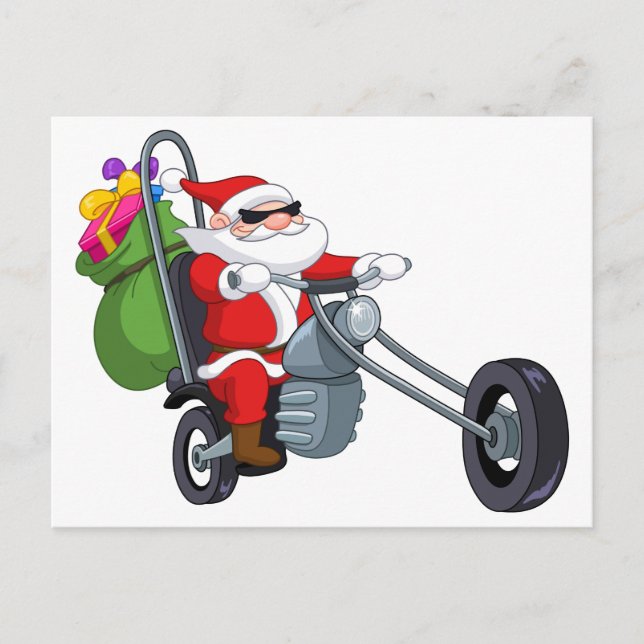 Cartão Postal De Festividades motociclista santa claus (Frente)