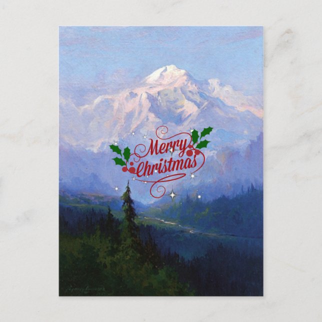 Cartão Postal De Festividades Mount McKinley, Alaska - Feliz Natal (Frente)