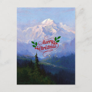 Cartão Postal De Festividades Mount McKinley, Alaska - Merry Christmas