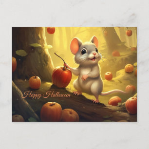 Cartão Postal De Festividades Mouse e abóboras Felizes de Halloween