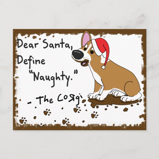 Cartão Postal De Festividades Muddy Christmas Corgi (Frente)