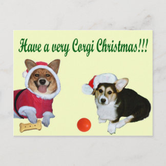Cartão Postal De Festividades Muito Natal M do Corgi & cartão amarelo de G
