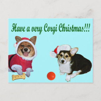 Cartão Postal De Festividades Muito Natal M do Corgi & cartão de turquesa de G
