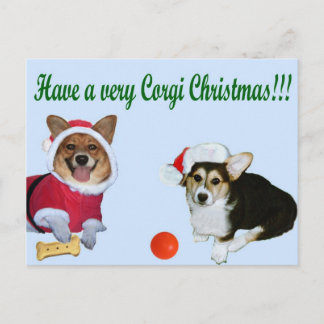 Cartão Postal De Festividades Muito Natal M do Corgi & cartão do azul de G