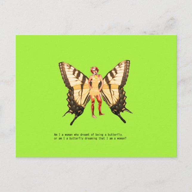 Cartão Postal De Festividades Mulher borboleta (Frente)