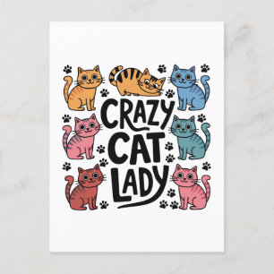 Cartão Postal De Festividades Mulher de gato louca