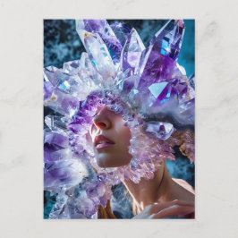 Cartão Postal De Festividades Mulher de Máscara de Cristal Adornada com ametista