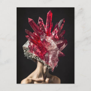 Cartão Postal De Festividades Mulher de Máscara de Cristal Adornada com Cristais
