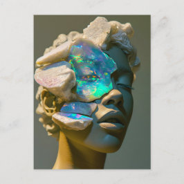 Cartão Postal De Festividades Mulher de Máscara de Cristal Adornada com Cristal 