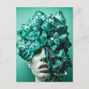 Cartão Postal De Festividades Mulher do Crystal Mask Adorada com Fluorito Minera