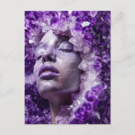 Cartão Postal De Festividades Mulher Máscara de Cristal Adornada com ametista mi