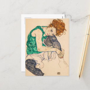 Cartão Postal De Festividades Mulher sentada com joelho torto por Egon Schiele