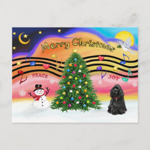 Cartão Postal De Festividades Música de Natal 2 - Cocker Spaniel (preto)