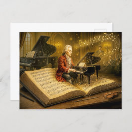 Cartão Postal De Festividades Música Mozart cena de um livro clássico