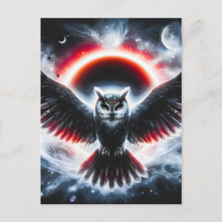 Cartão Postal De Festividades Mystical Cosmic Celestial Owl