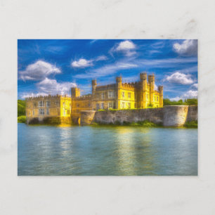Cartão Postal De Festividades Mystical English Castle Art