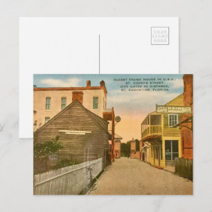 Cartão Postal De Festividades Na estrada com velha casa de estrutura