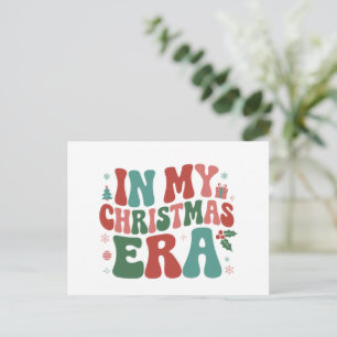 Cartão Postal De Festividades Na Minha Era de Natal Fofo Groovy Férias de Natal 