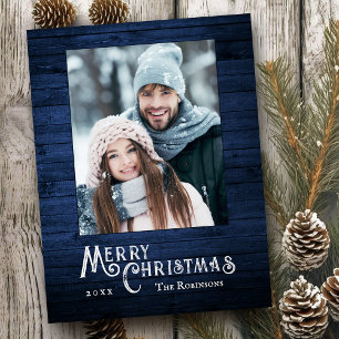 Cartão Postal De Festividades Na moda da Rússia Foto Azul Plank Impressão