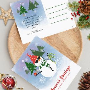Cartão Postal De Festividades Na moda moderno - Script Snowman Flocos de neve - 