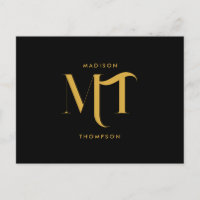 Na moda preto e Dourado Monograma - Letras iniciai