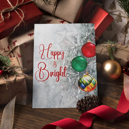 Cartão Postal De Festividades Na moda retro ornamentos coloridos árvore de Natal