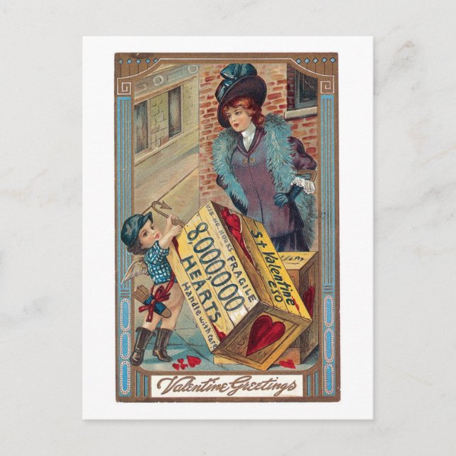 Cartão Postal De Festividades Namorados antigo (Frente)