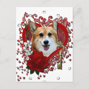 Cartão Postal De Festividades Namorados - chave a meu coração - Corgi - Owen