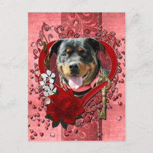 Cartão Postal De Festividades Namorados - chave a meu coração - Rottweiler
