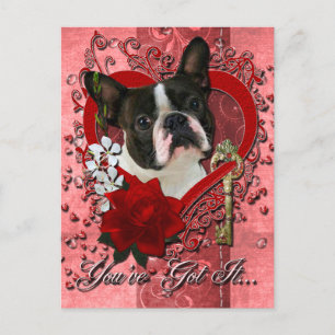 Cartão Postal De Festividades Namorados - Chave do Meu Coração - Boston Terrier