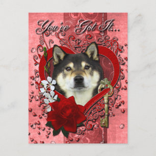 Cartão Postal De Festividades Namorados - Chave do Meu Coração - Shiba Inu - Yas