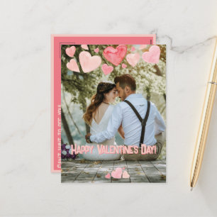 Cartão Postal De Festividades Namorados Corações Rosa Sobreposição Adicionar Sua