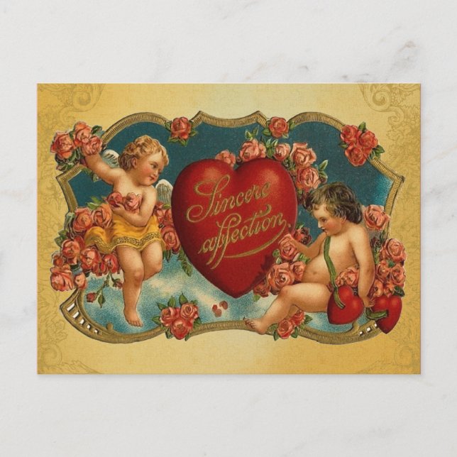 Cartão Postal De Festividades Namorados Cupido Vintage (Frente)