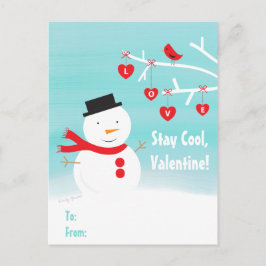 Cartão Postal De Festividades Namorados da sala de aula para o boneco de neve da