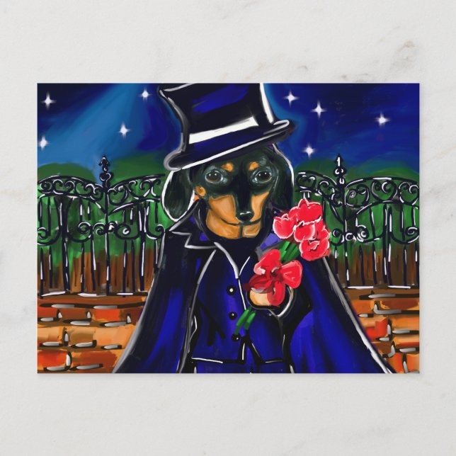 CARTÃO POSTAL DE FESTIVIDADES NAMORADOS DACHSHUND (Frente)