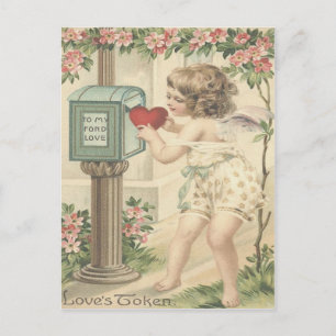 Cartão Postal De Festividades Namorados de caixa de correio de Cherub Heart Cupi