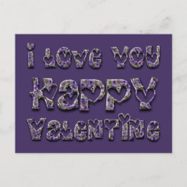 Cartão Postal De Festividades Namorados de Tipografia do Coração Floral Roxo