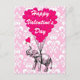 Cartão Postal De Festividades Namorados do coração do amor do elefante do