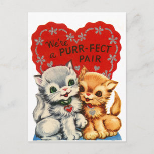 Cartão Postal De Festividades Namorados do Gatinho Purfect Pair