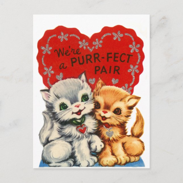 Cartão Postal De Festividades Namorados do Gatinho Purfect Pair (Frente)