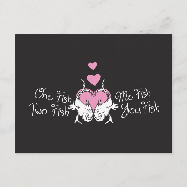 Cartão Postal De Festividades Namorados Dr. Seuss | Um Peixe Dois Peixes (Frente)