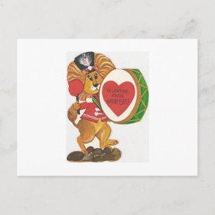 Cartão Postal De Festividades Namorados Drummer do Lion Vintage