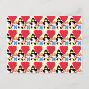 Cartão Postal De Festividades Namorados engraçados de desenho animado para crian
