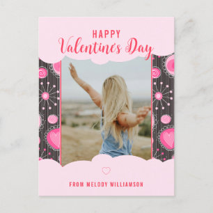 Cartão Postal De Festividades Namorados Felizes, Corações Rosa Quadrados, nome d