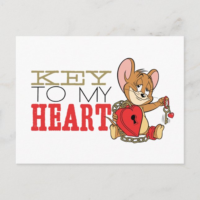 Cartão Postal De Festividades Namorados Jerry Mouse "Key To My Heart" (Frente)