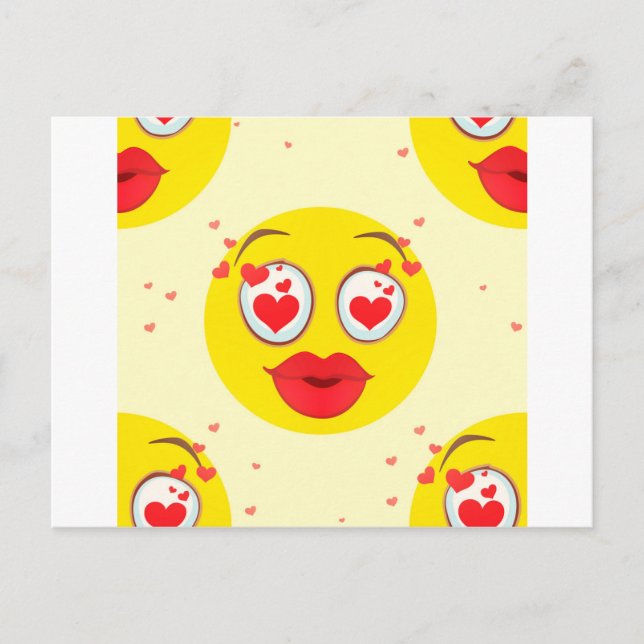 Cartão Postal De Festividades Namorados kiss Emoji (Frente)